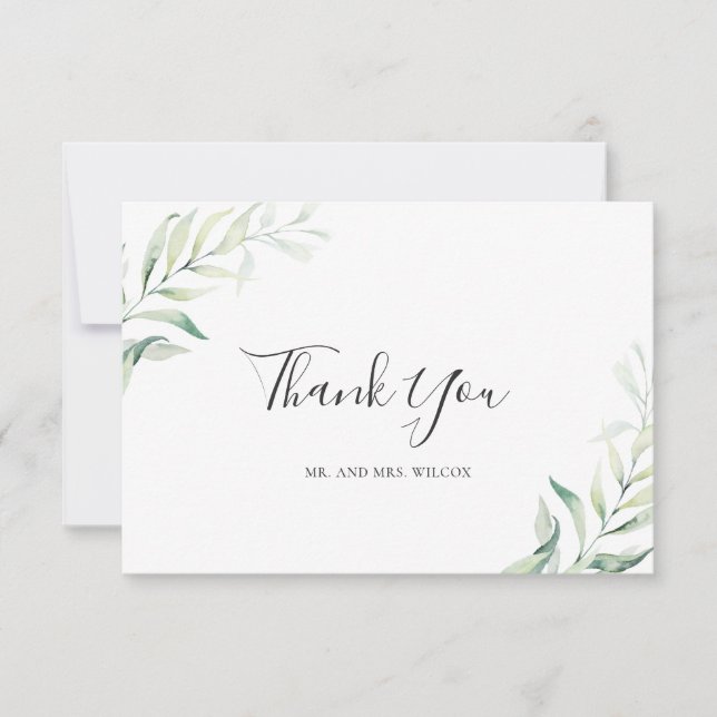 Carte De Remerciements Elégant Sage Greenery Eucalyptus Mariage (Devant)