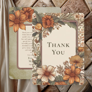 Carte De Remerciements Elegant Sage Terracotta Floral Thank You Card