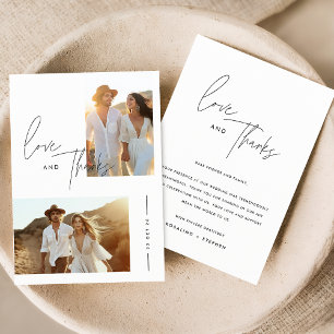 Carte De Remerciements Élégant Script Boho Mariage photo
