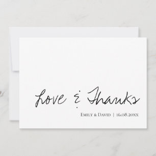 Carte De Remerciements Élégant Script Classy Black & White Love & Thanks