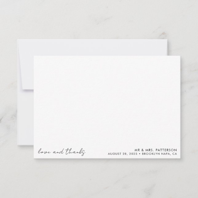 Carte De Remerciements Élégant script de calligraphie Mariage photo simpl (Devant)