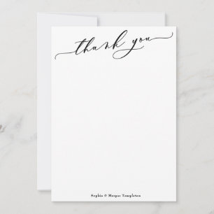 Carte De Remerciements Élégant Script de luxe Simple Noir & Blanc