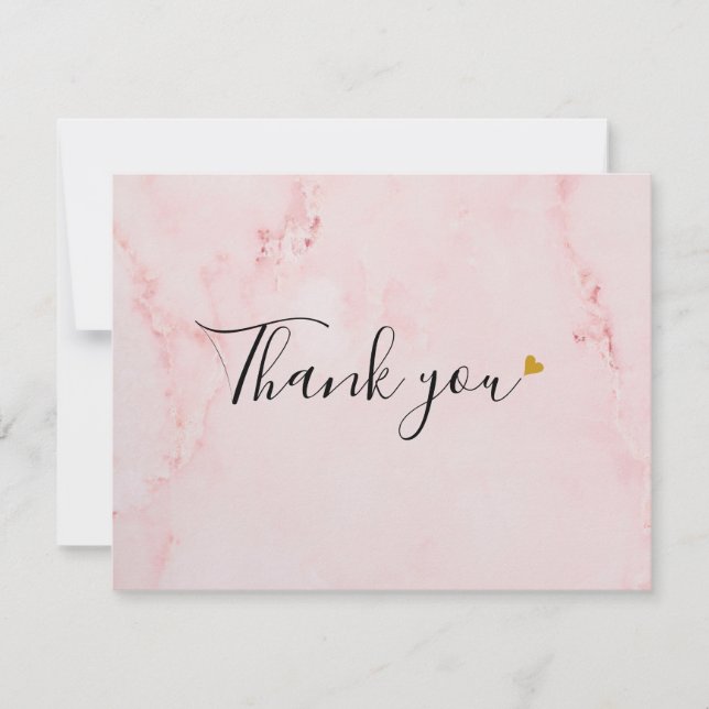 Carte De Remerciements Élégant script de marbre rose (Devant)