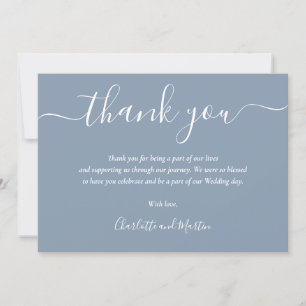 Carte De Remerciements Élégant Script Dusty Blue