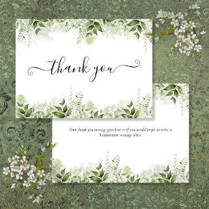 Carte De Remerciements Élégant Script Feuille verdoyant