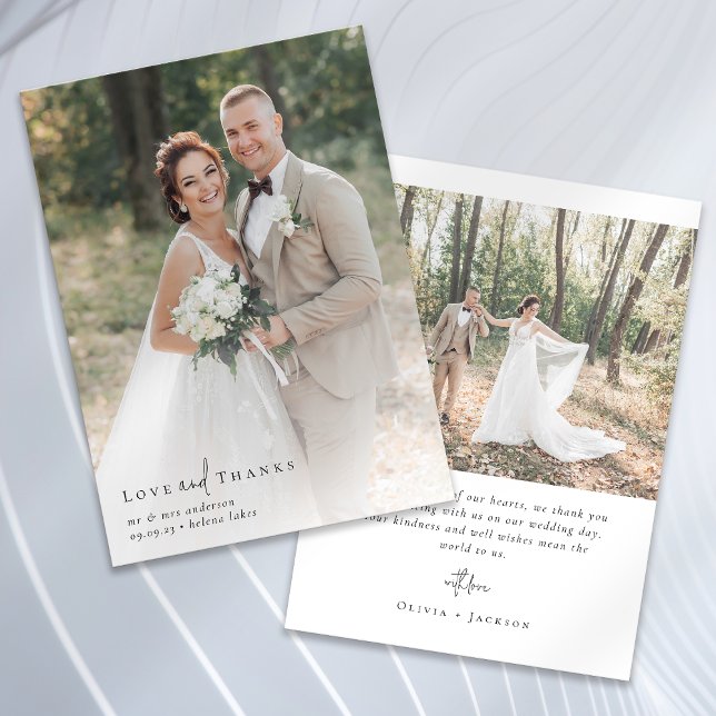 Carte De Remerciements Élégant script Mariage photo complet (Créateur téléchargé)