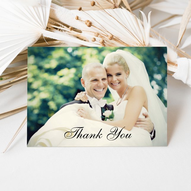Carte De Remerciements Élégant script Mariage photo multiple (Créateur téléchargé)