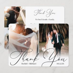 Carte De Remerciements Élégant script moderne 4 Mariage photo invité