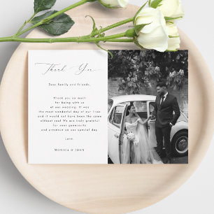 Carte De Remerciements Élégant script moderne minimaliste 2 Mariage photo