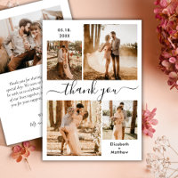 Élégant Script noir blanc 4 Photo Collage Mariage