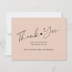 Carte De Remerciements Élégant script nuptiale douche blush