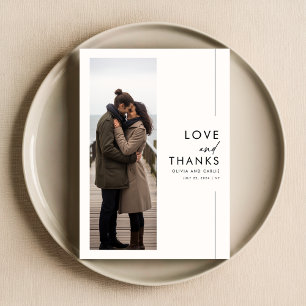 Carte De Remerciements Élégant Script Rustic Photo Mariage