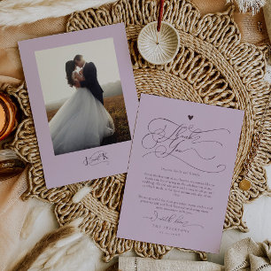 Carte De Remerciements Élégant Script Typographie Plum Mariage