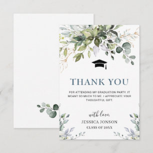 Carte De Remerciements Élégant simple Eucalyptus Vert Graduation