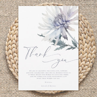 Carte De Remerciements Elegant Simple Flower Winter Baby Shower