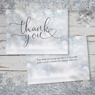 Carte De Remerciements Élégant Snowflakes hiver Script de coeur
