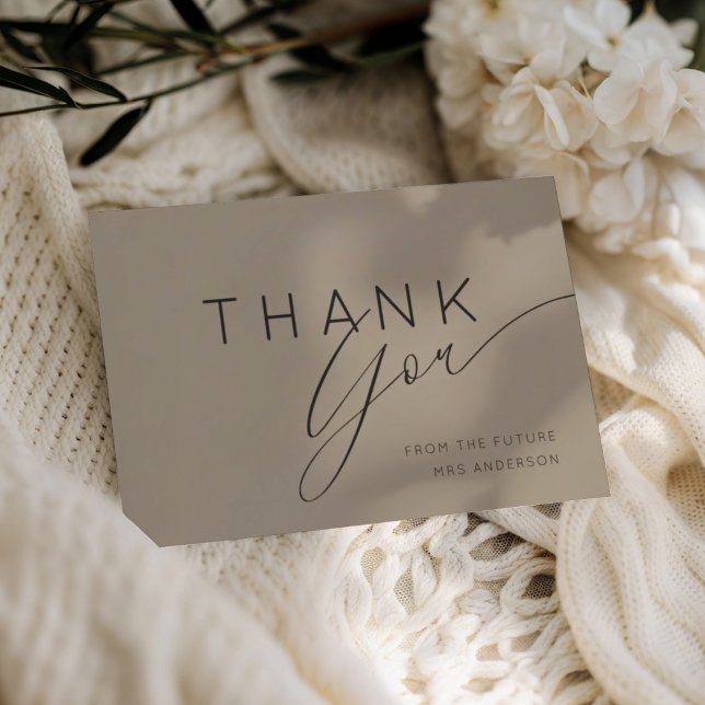 Carte De Remerciements Elegant Soft Mocha Bridal Shower Thank You (Créateur téléchargé)
