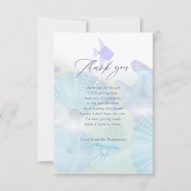 Carte De Remerciements Elégant Sous l'Océan marin thème Baby shower garço (Devant)