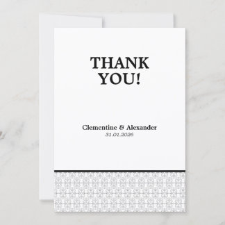 Carte De Remerciements Élégant style Art déco noir et blanc