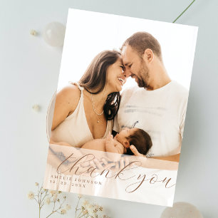 Carte De Remerciements Élégant Superposition de Photo de Baby Shower en É
