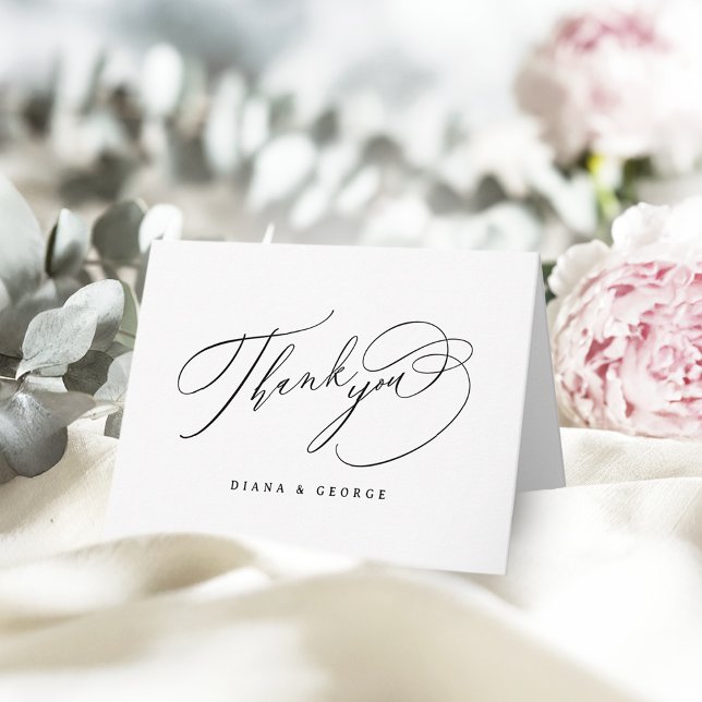 Carte De Remerciements Elegant Swirl Script Simple Wedding (Elegant Swirl Script Simple Wedding Thank You Card)