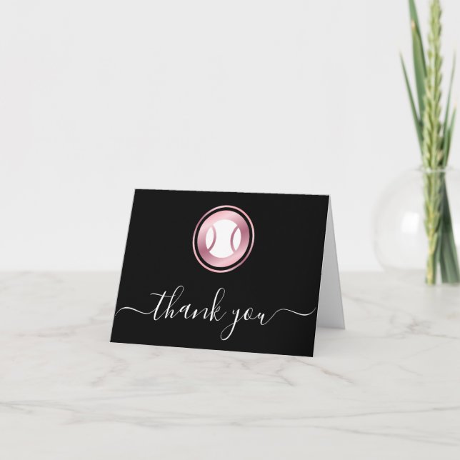 Carte De Remerciements Élégant Tennis Rose Gold Ball Show Gratitude Coach (Devant)
