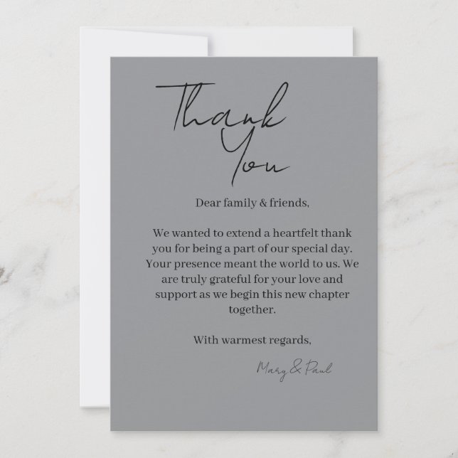 Carte De Remerciements Elegant Thank You Card (Devant)