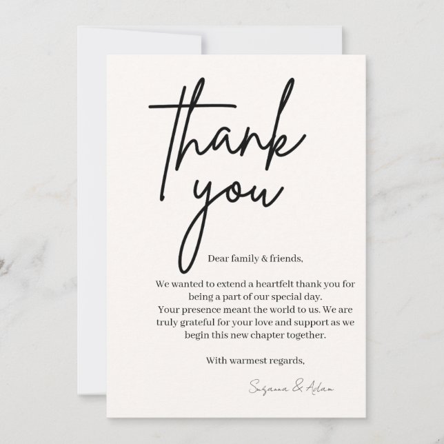 Carte De Remerciements elegant thank you card (Devant)