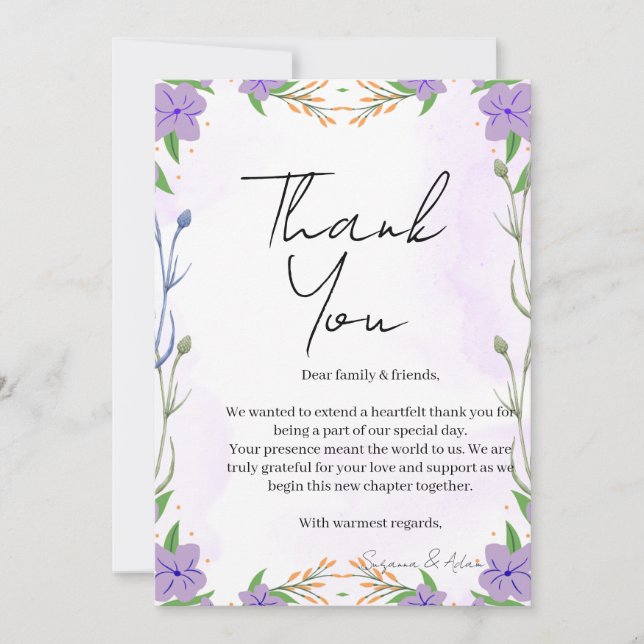 Carte De Remerciements elegant thank you card (Devant)