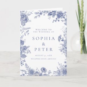 Carte De Remerciements Élégant Toile bleu français Cérémonie Florale Prog