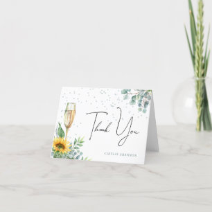 Carte De Remerciements Élégant tournesol floral aquarelle Shower de maria
