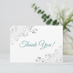 Carte De Remerciements Élégant Turquoise de fraises en argent sur Mariage