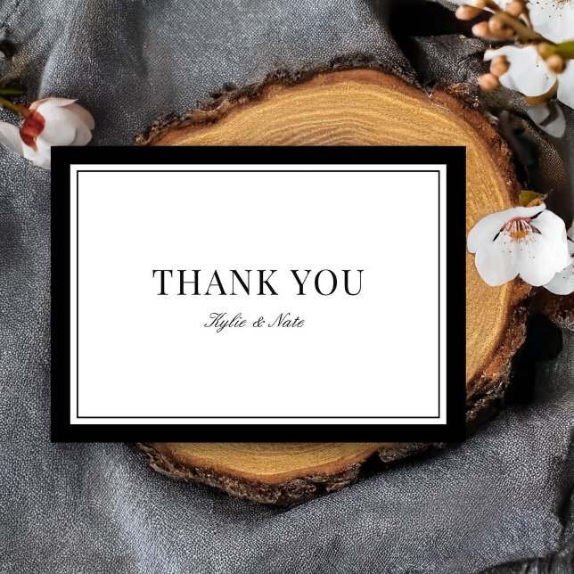 Carte De Remerciements Elegant Typography Classic Border Folded Wedding (Créateur téléchargé)