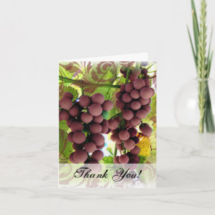 Carte De Remerciements Élégant Vignoble Mariage de raisins pourpre/vert