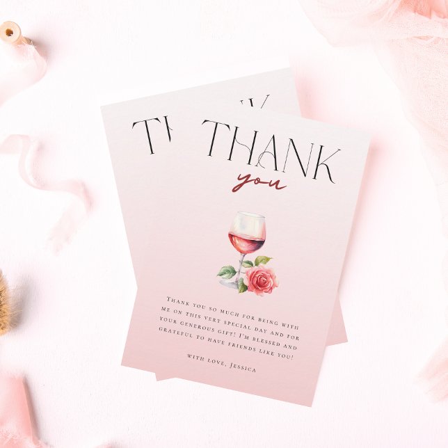 Carte De Remerciements Élégant Vino Avant Vows Vin Thème Fête des mariées (Créateur téléchargé)