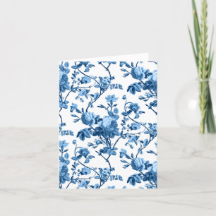 Carte De Remerciements Élégant Vintage bleu Rose floral chic