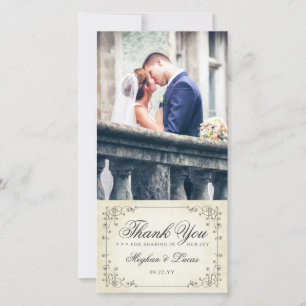 Carte De Remerciements Élégant Vintage vieux papier usé look Mariage