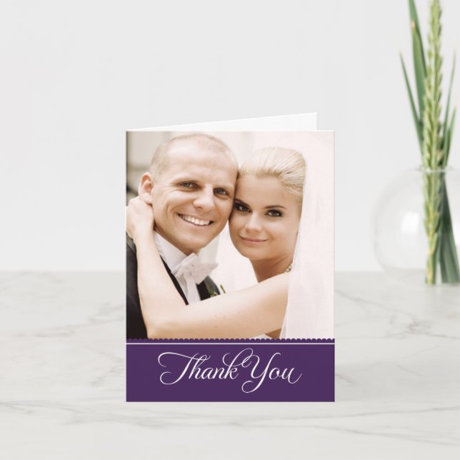 Carte De Remerciements Élégant violet crampon Mariage photo (Devant)