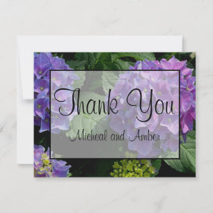 Carte De Remerciements Elégant violet magenta florales roses hydrangées