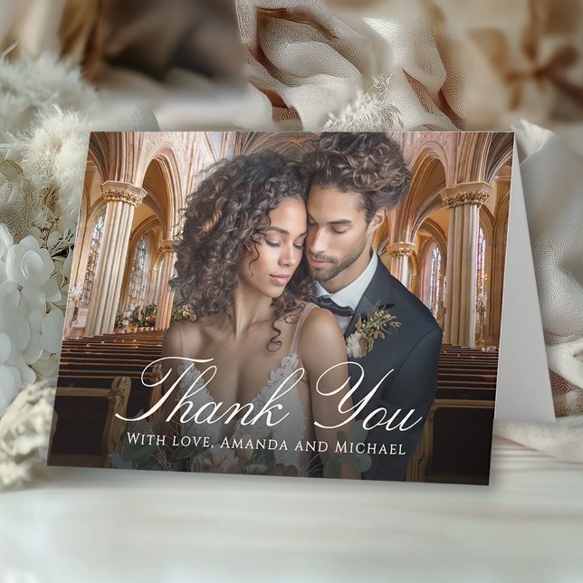 Carte De Remerciements Elegant Wedding Photo Thank You (Créateur téléchargé)