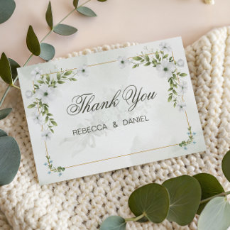 Carte De Remerciements Elegant White Floral Wedding Thank You Card