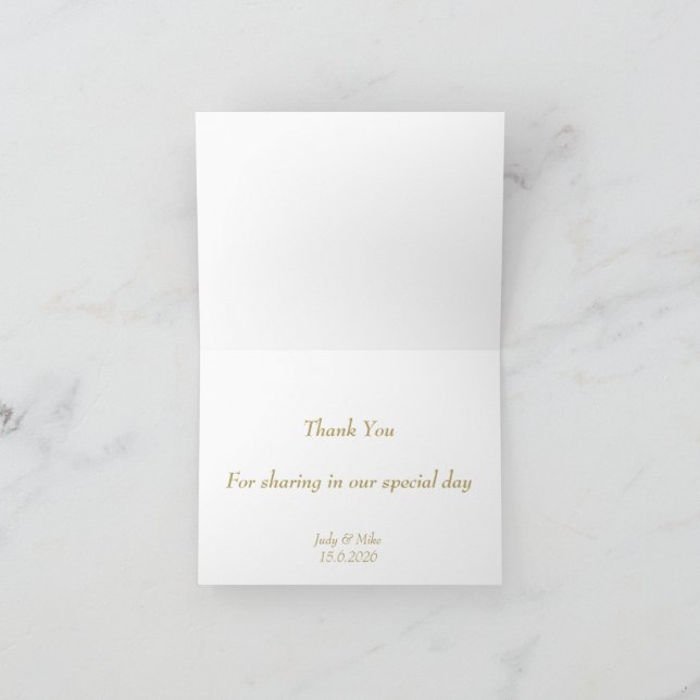 Carte De Remerciements Elegant White  & Gold Than You card (Intérieur)