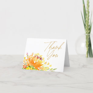 Carte De Remerciements Elégant Yellow Aquarelle Floral Mariage Message