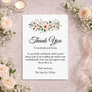 Carte De Remerciements Élégante Anémone Fleur Sauvage Botanique Mariage 