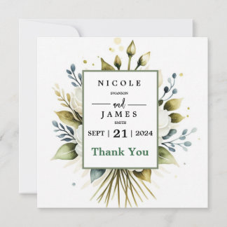 Carte De Remerciements Elégante aquarelle blanche florale
