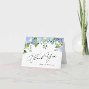 Carte De Remerciements Elégante aquarelle bleu Hydrangée Florale