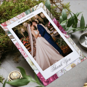 Carte De Remerciements Elégante aquarelle Boho Floral Mariage