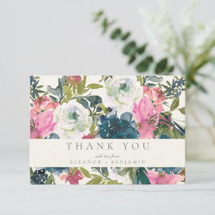 Carte De Remerciements Elégante aquarelle Botanique Floral Mariage