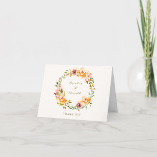 Carte De Remerciements Elégante aquarelle colorée Floral Mariage Message