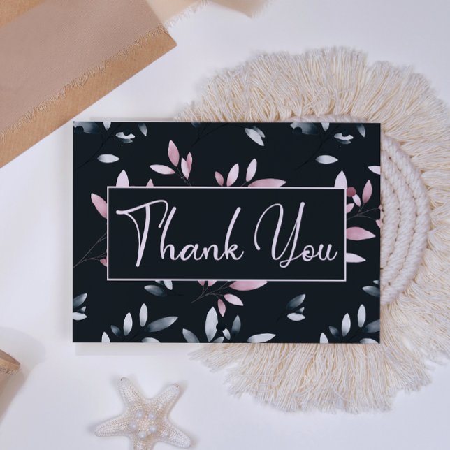 Carte De Remerciements Elégante aquarelle de la marine rose Floral (Créateur téléchargé)